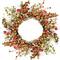 22&#x22; Autumn Harvest Decorative Artificial Orange and Green Berries with Leaves Wreath